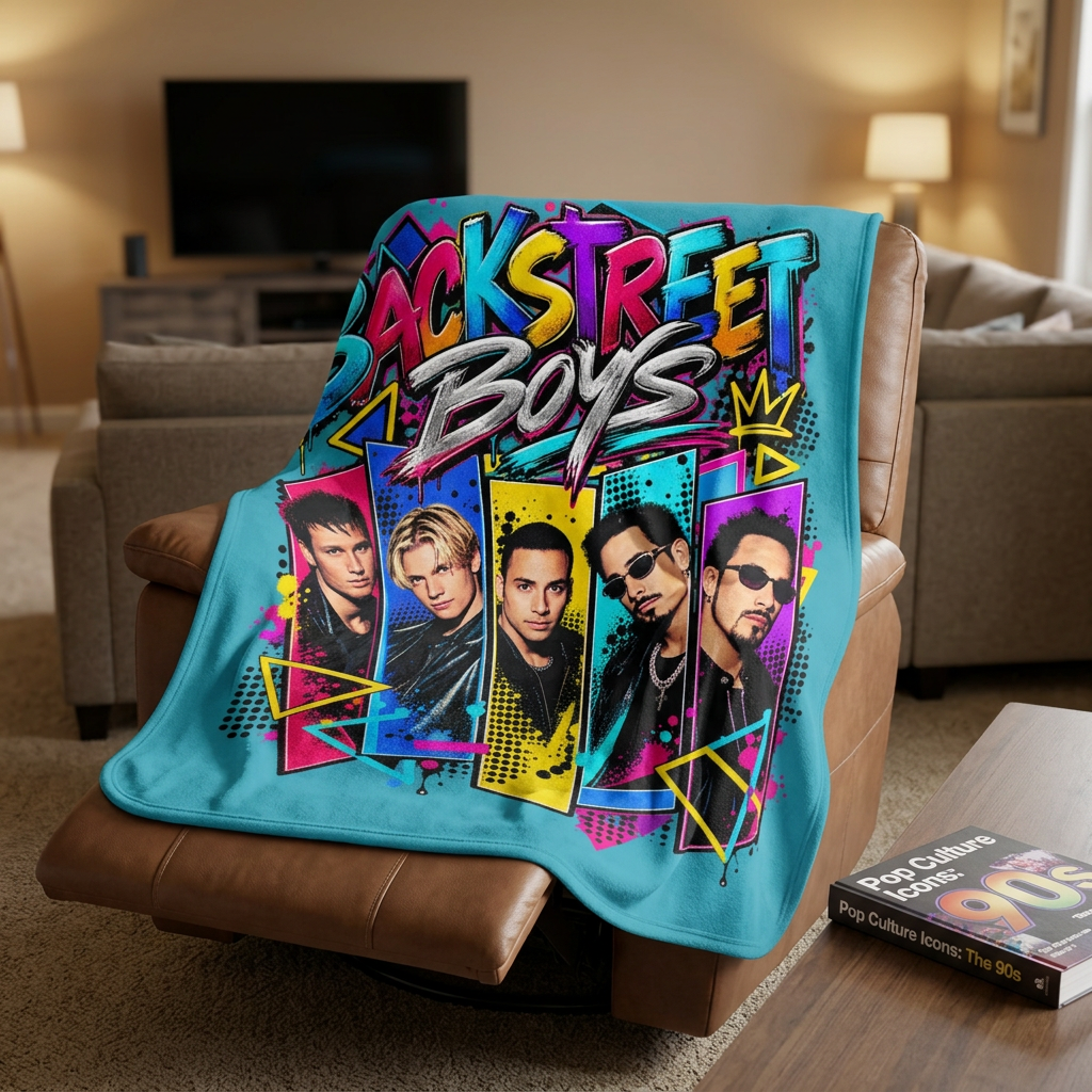 Backstreet Retro Pop Band Graphic Blanket | Velveteen Microfiber Blanket
