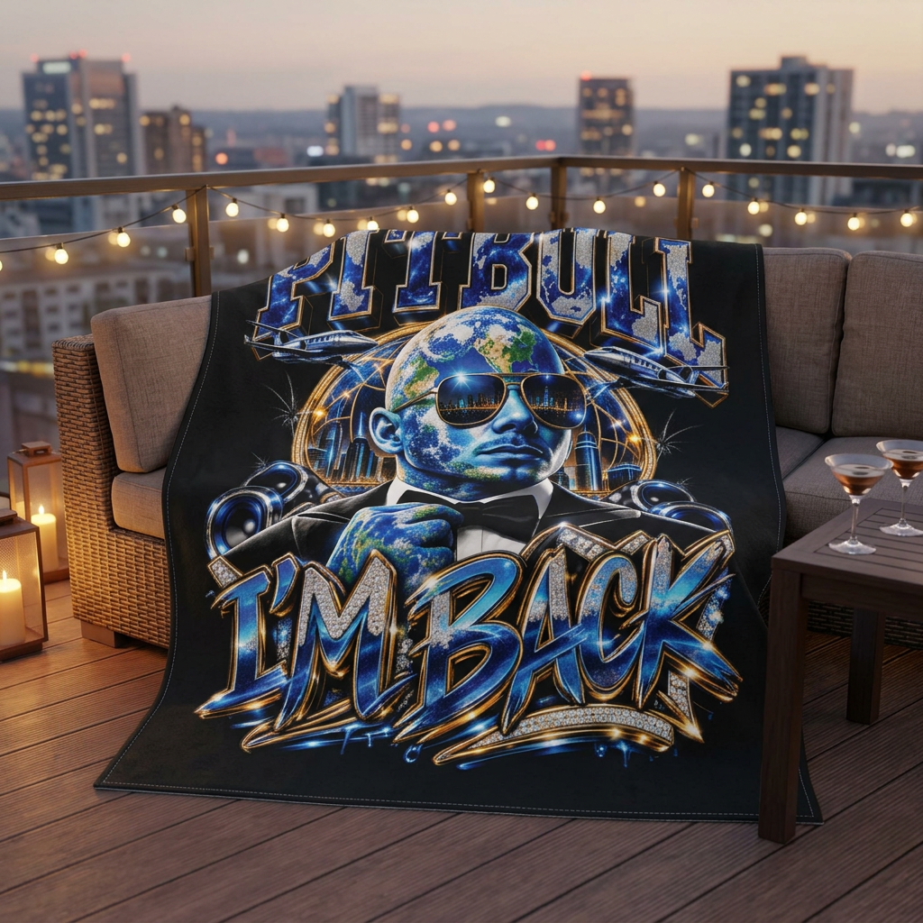 Pitbull I'm Back Blanket | Music Artist Portrait Velveteen Microfiber