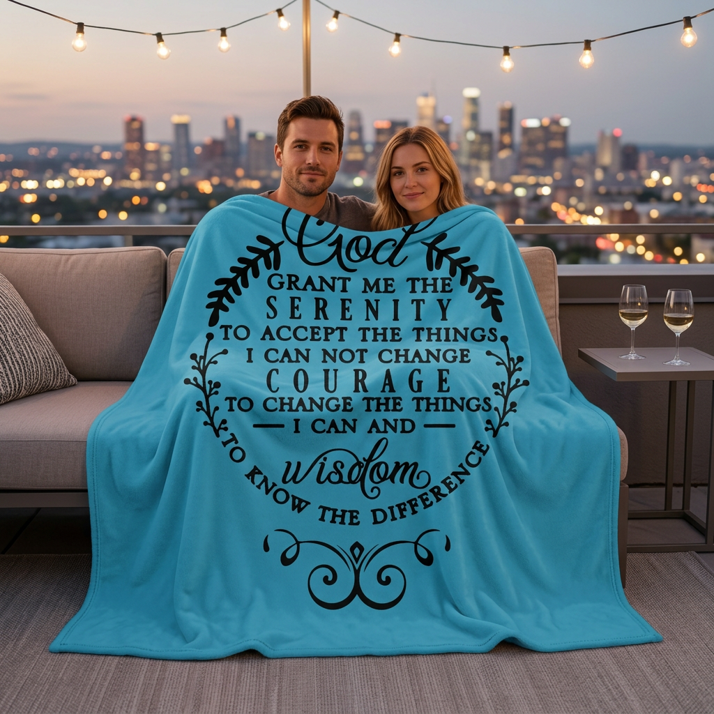 Serenity Prayer Script Blanket | Velveteen Microfiber Throw