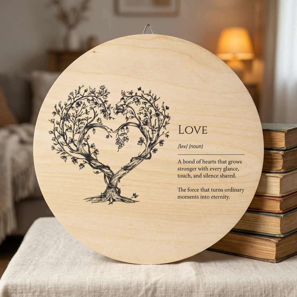 Heart Tree Love Definition Wood Sign | Round Rustic Wall Decor
