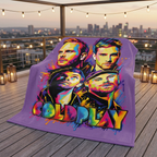 Coldplay band portrait Velveteen blanket | colorful pop art music throw