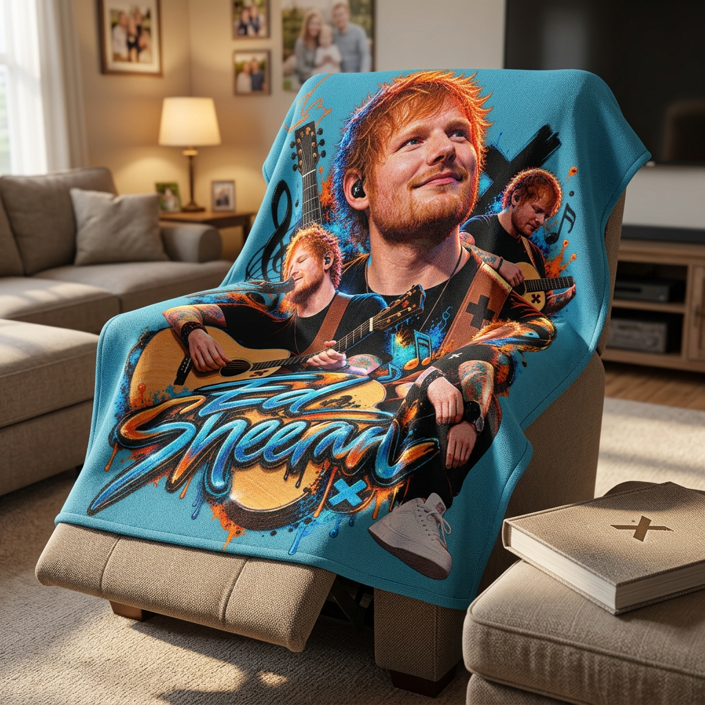 Ed Sheeran collage Velveteen Blanket | Musician portrait, guitar artwork