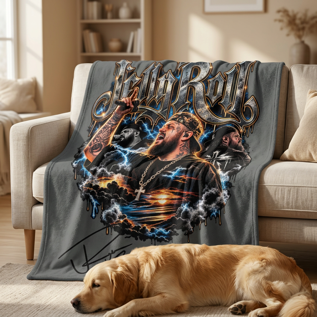 Roll Jelly concert portrait Velveteen blanket | musician tour artwork