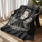 Malone Singer Portrait Blanket | Music Notes Microfiber Throw