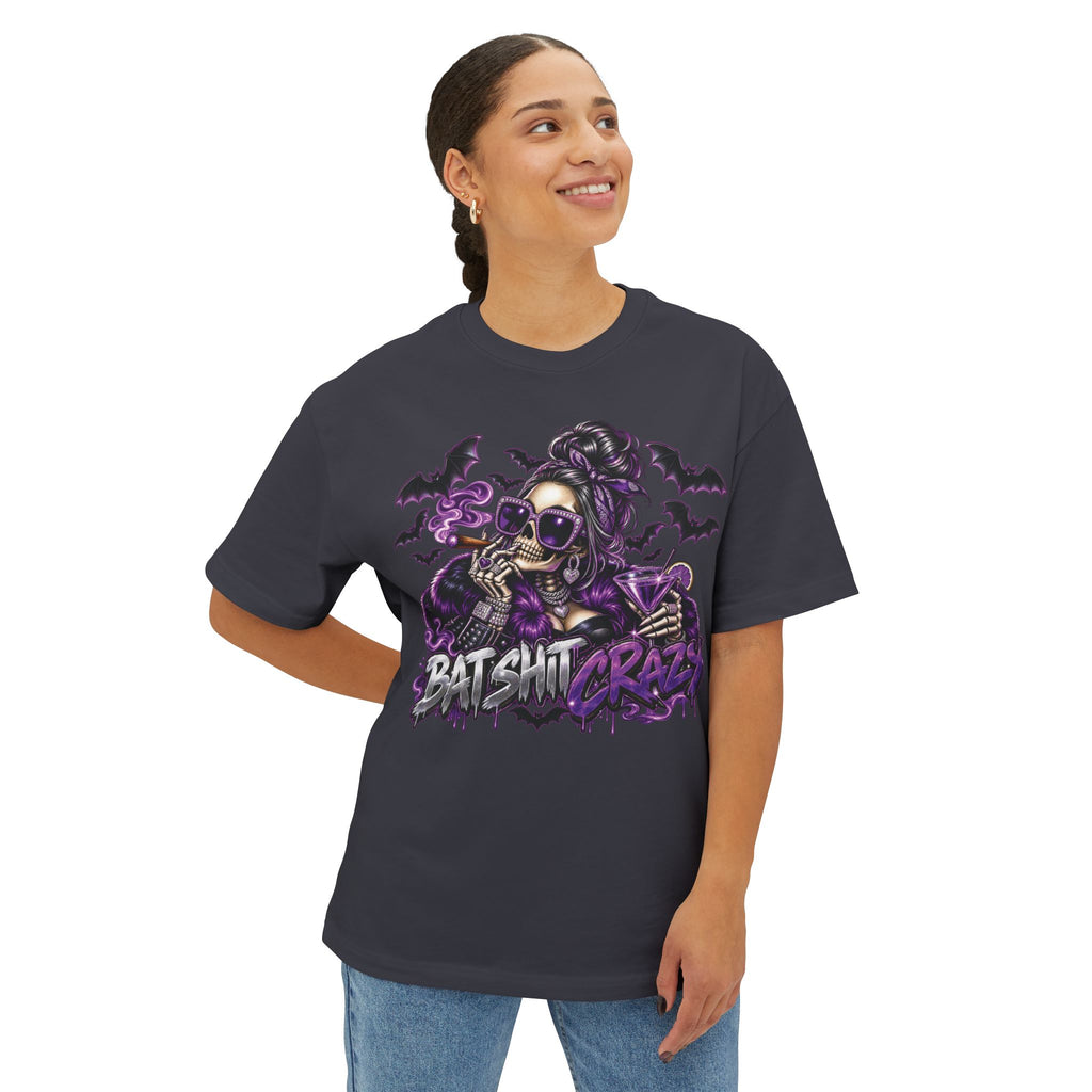 Batshit Crazy Skull Girl Tee | Gothic Bats Halloween Graphic Shirt