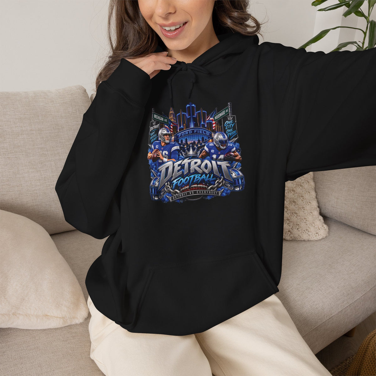 Detroit Skyline Collage Hoodie | Motor City Landmarks sweatshirt