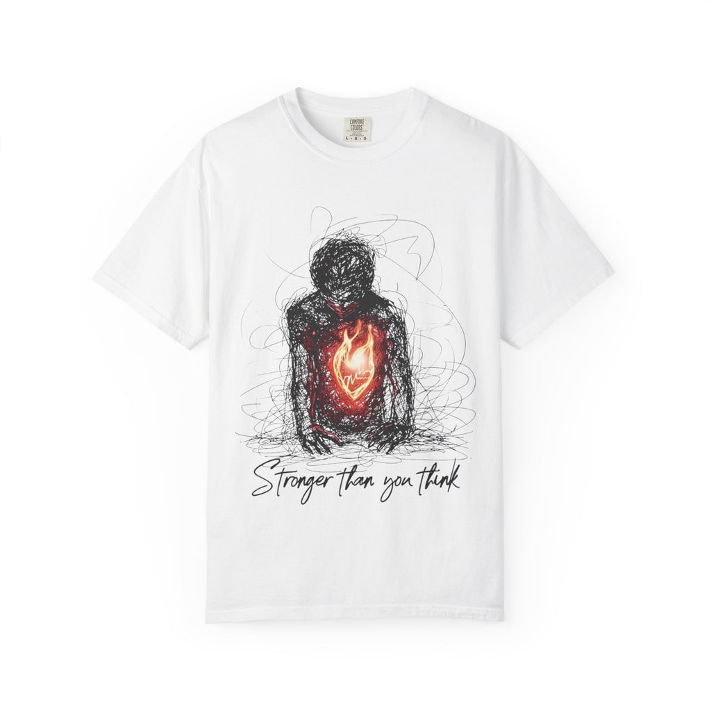 Heart of Flame sketch figure T-shirt | Stronger Than You Think graphic tee