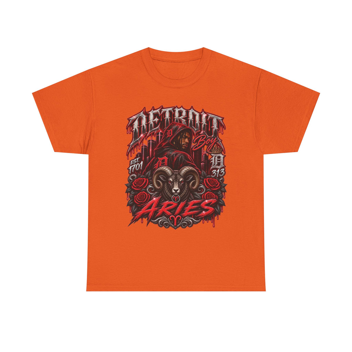 Aries Ram Graphic Tee | Zodiac Illustration, Gothic Red Black