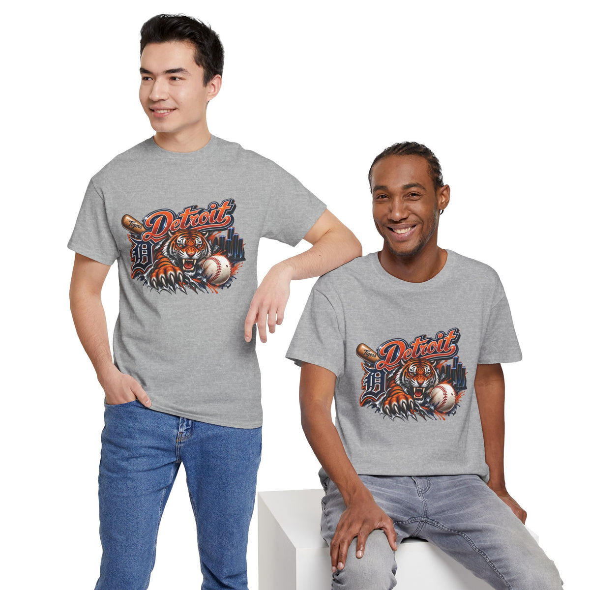Detroit Tiger Baseball T-Shirt | Detroit skyline, claw marks