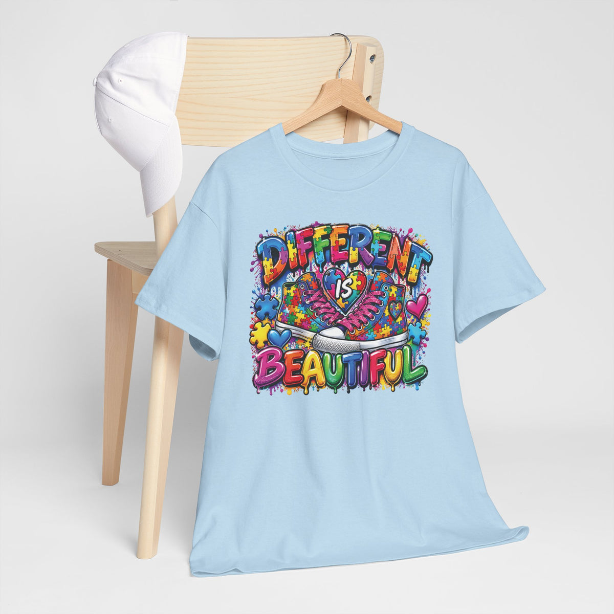 Autism Different Is Beautiful T-Shirt | Colorful Rainbow Graffiti Design