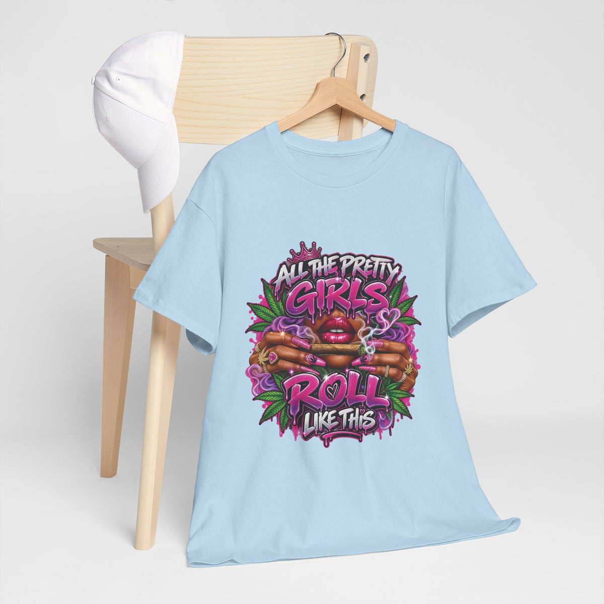All The Pretty Girls Roll Like This T-Shirt | Pink Graffiti Cannabis Hands Design