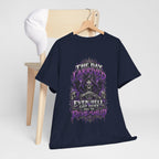Grim Reaper Skull with Purple Flames T-Shirt | Gothic Death Quote Tee