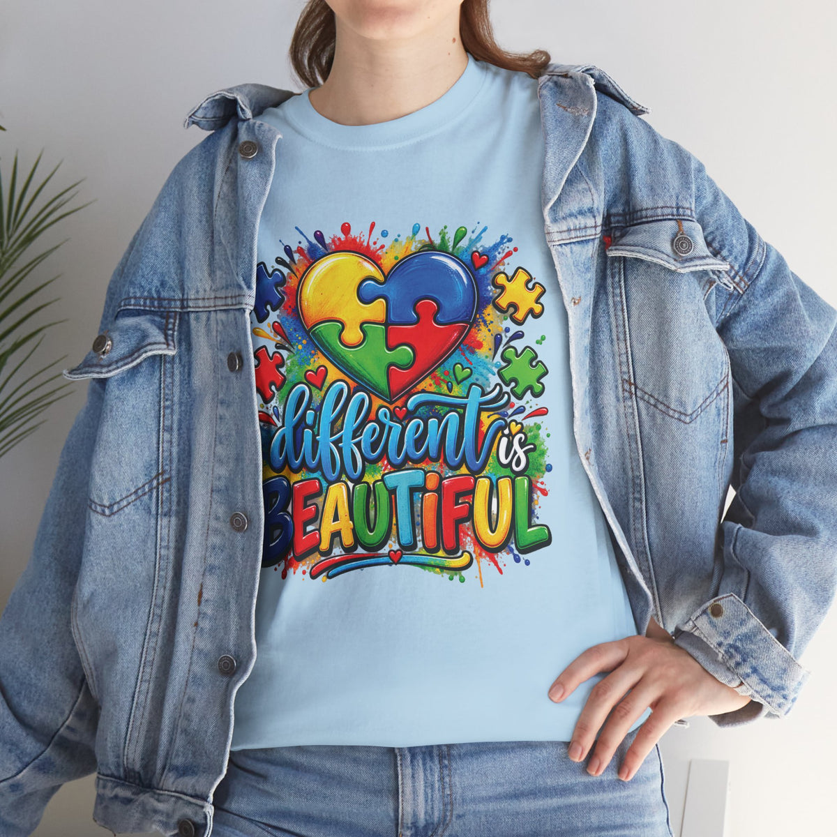 Different Is Beautiful Autism Puzzle Heart T-Shirt | Neurodiversity Awareness Tee