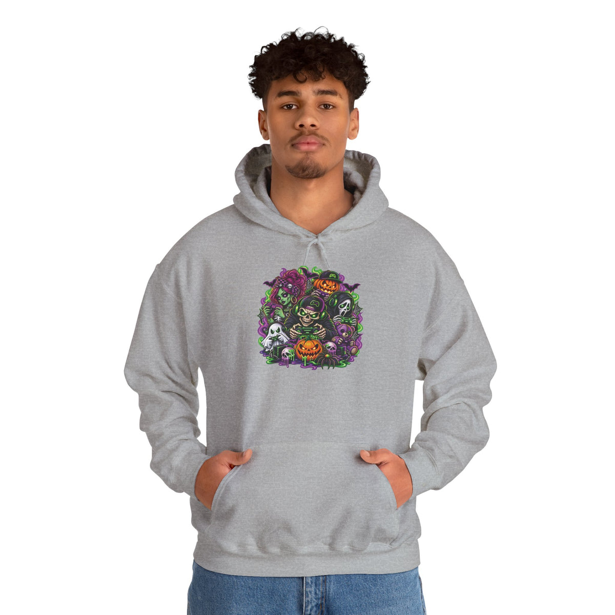 Spooky Halloween Skull Pumpkin Floral Hoodie | Haunted Garden Sweatshirt