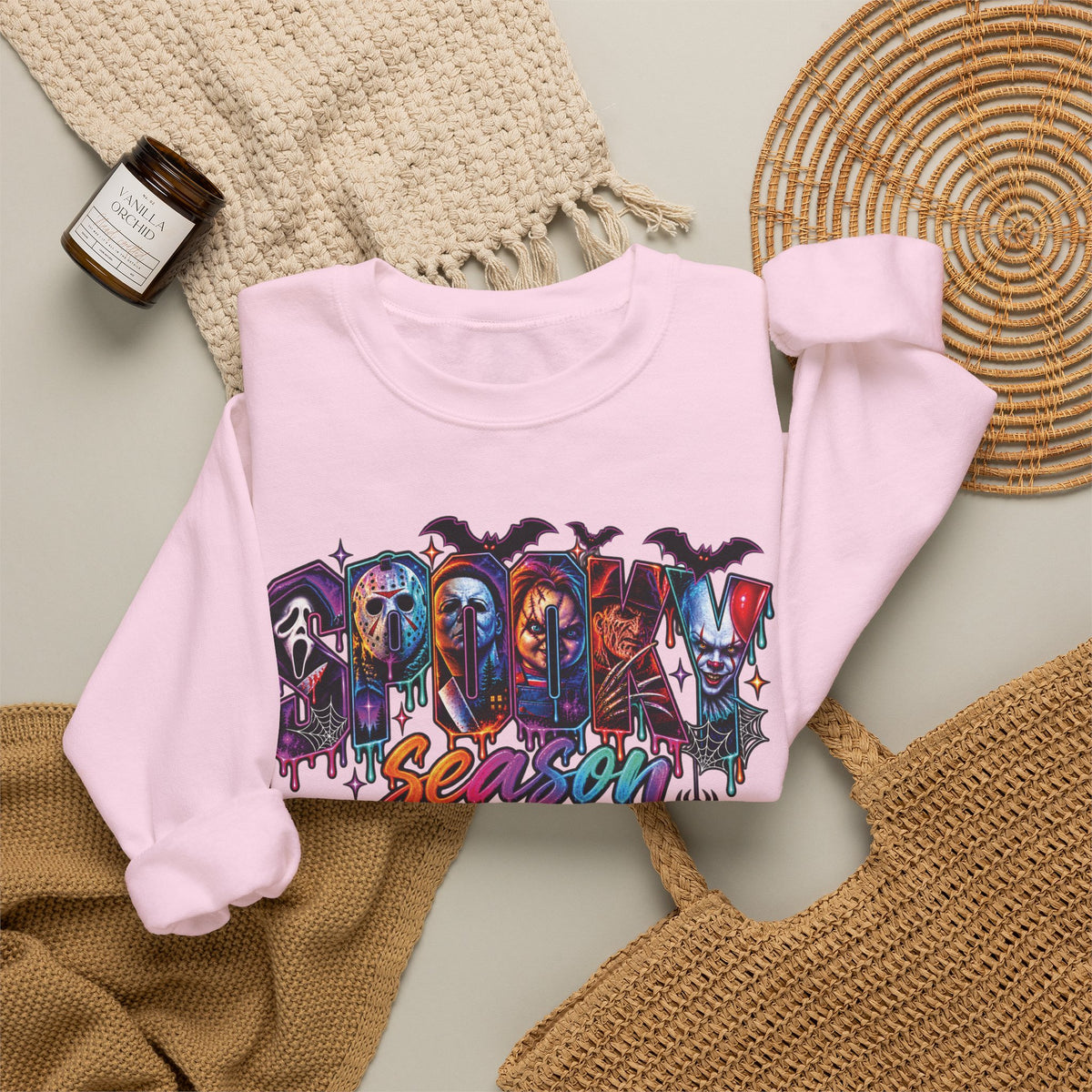 Spooky Season Horror Character Skateboard Crewneck Sweatshirt | Gothic Skate Graffiti