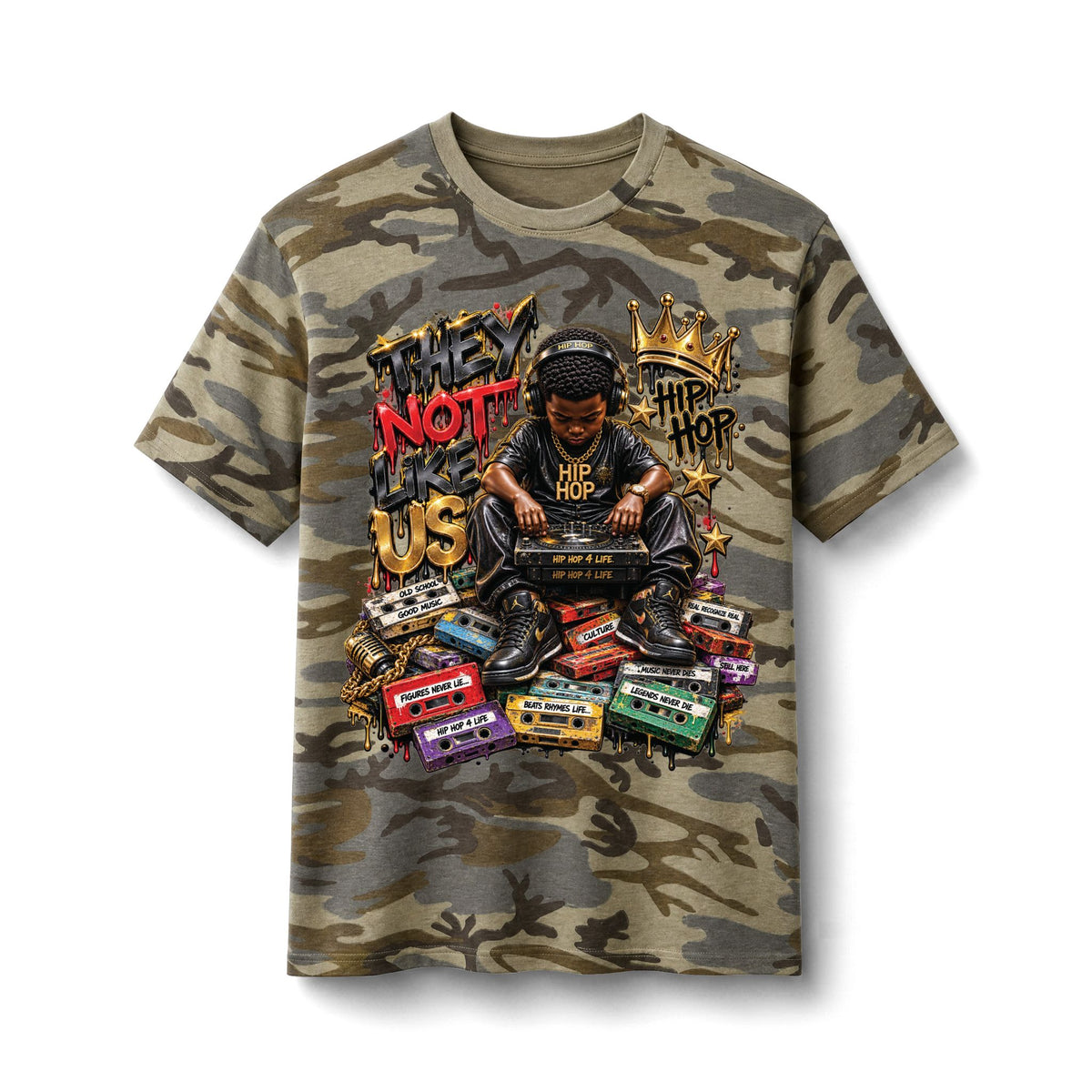 They Not Us Hip Hop DJ Graphic Tee | Camo T-Shirt