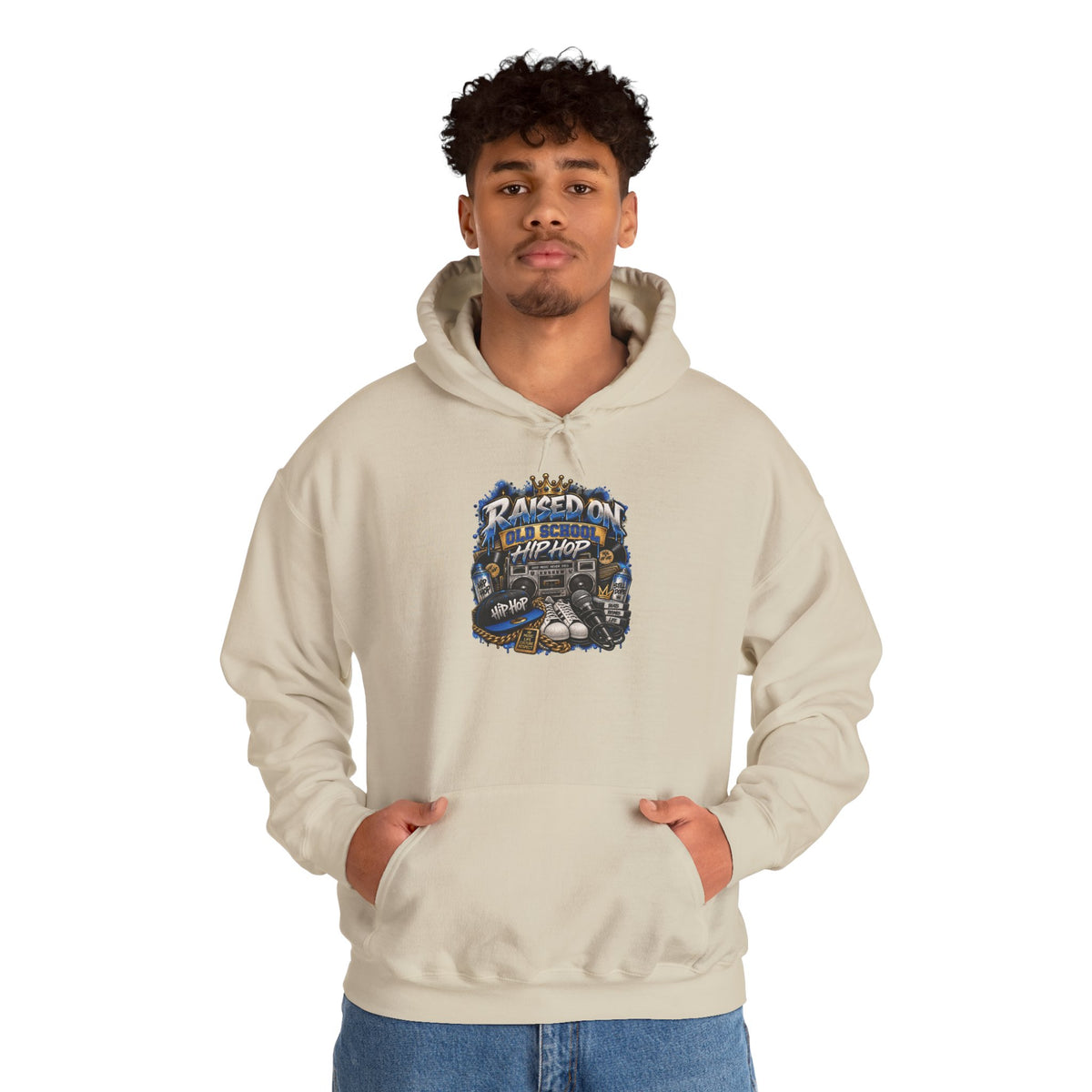 Raised On hip hop Hoodie | Vintage Guitar Skull Band Design