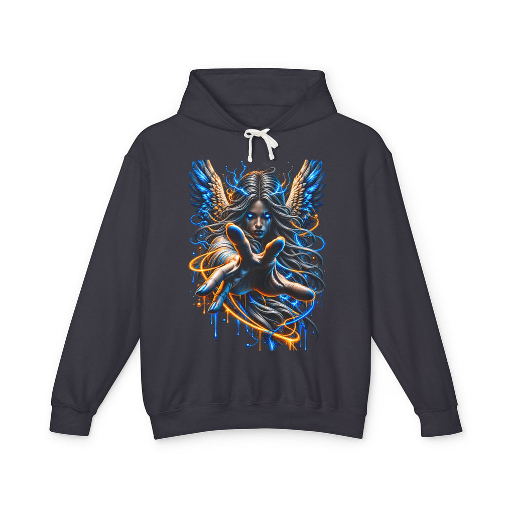 Dark Angel Illustration Hoodie | Winged Woman, Dripping Paint Art