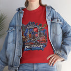 Detroit Skyline Collage T-Shirt | Motor City Landmarks, Vintage Neon Design