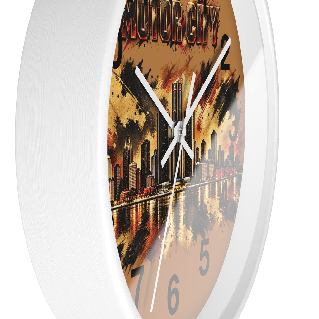 Motor City Detroit Skyline Wall Clock