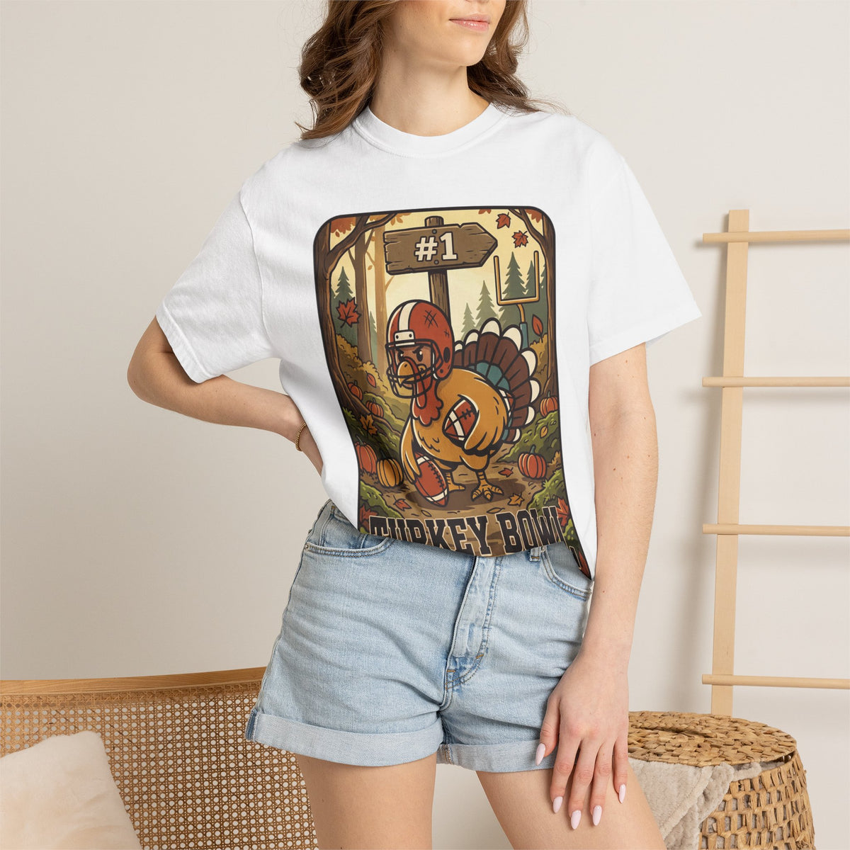 Turkey Bowl MVP T-Shirt | Thanksgiving Football Turkey Illustration