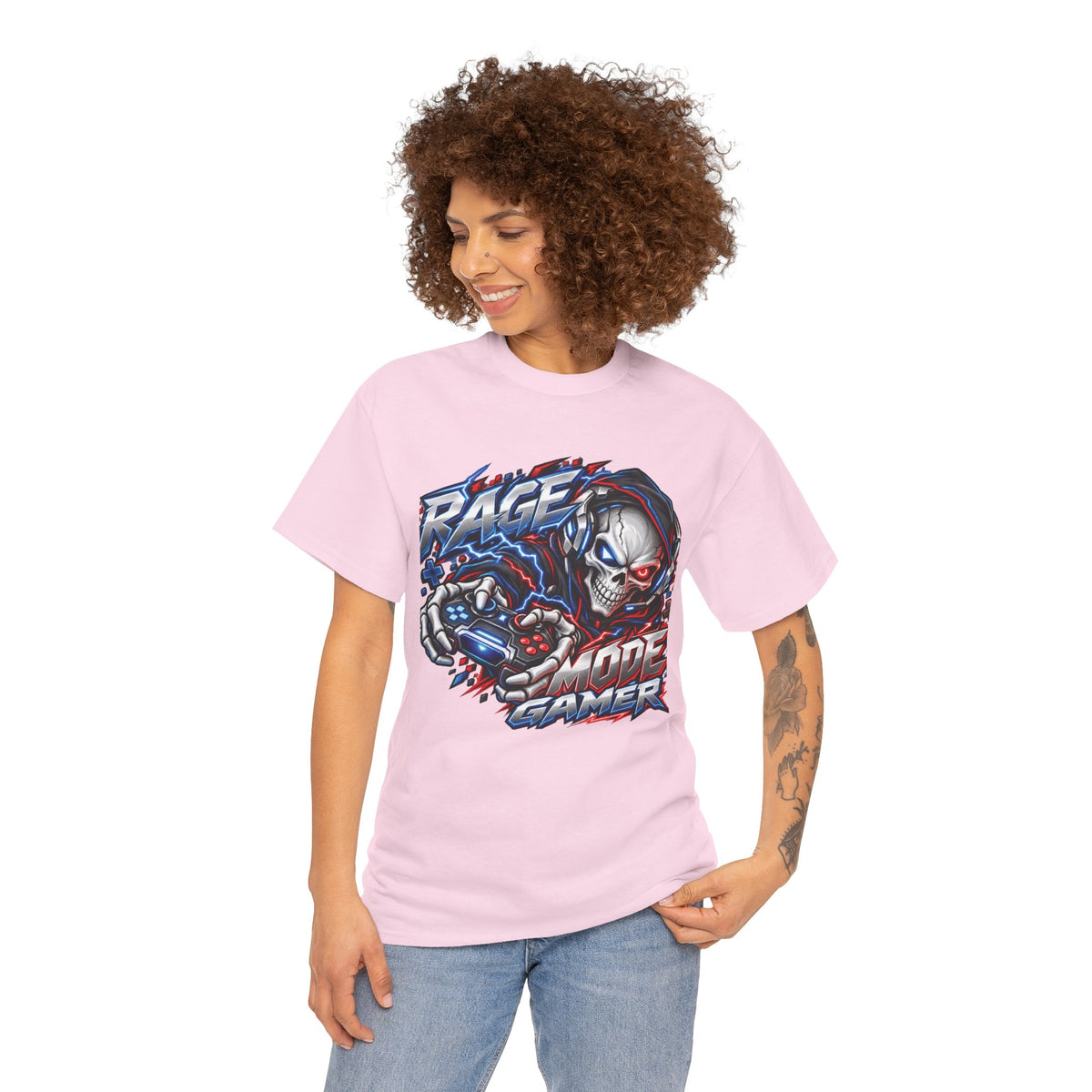 Rage Mode Gamer Skull Graphic T-Shirt