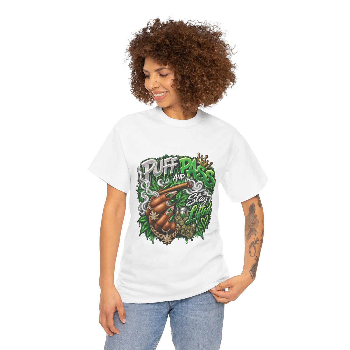 Puff and Pass Stay Lifted T-Shirt | Cannabis Leaf Graphic Tee