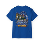Detroit and Green Bay Rivalry Graphic Tee | Lion Ripping Green Bay Logo Back