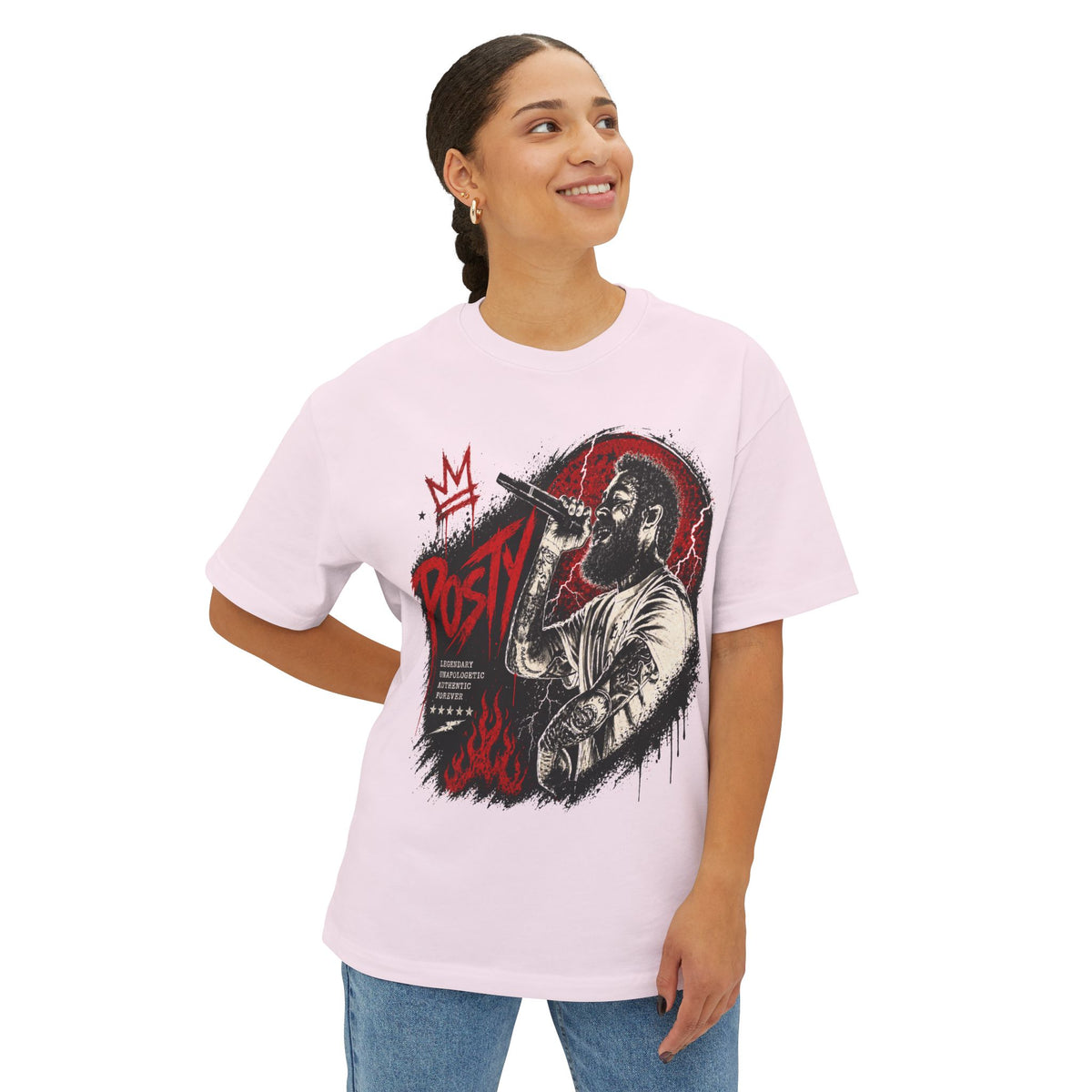 Malone Singer Microphone Illustration Concert Tee | Retro Rock Rap Portrait