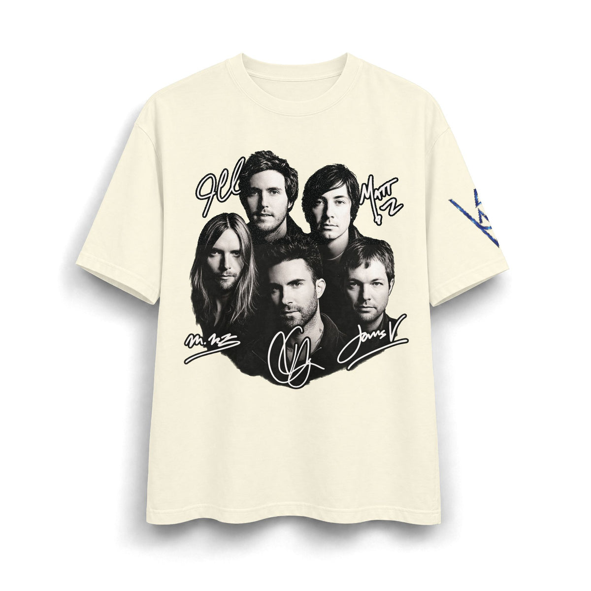 Signed Band Portrait T-Shirt Maroon 5 | Retro Rock Logo on Back
