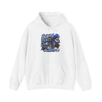 Detroit Rock City hoodie | vintage city skyline, electric blue motorcycle design