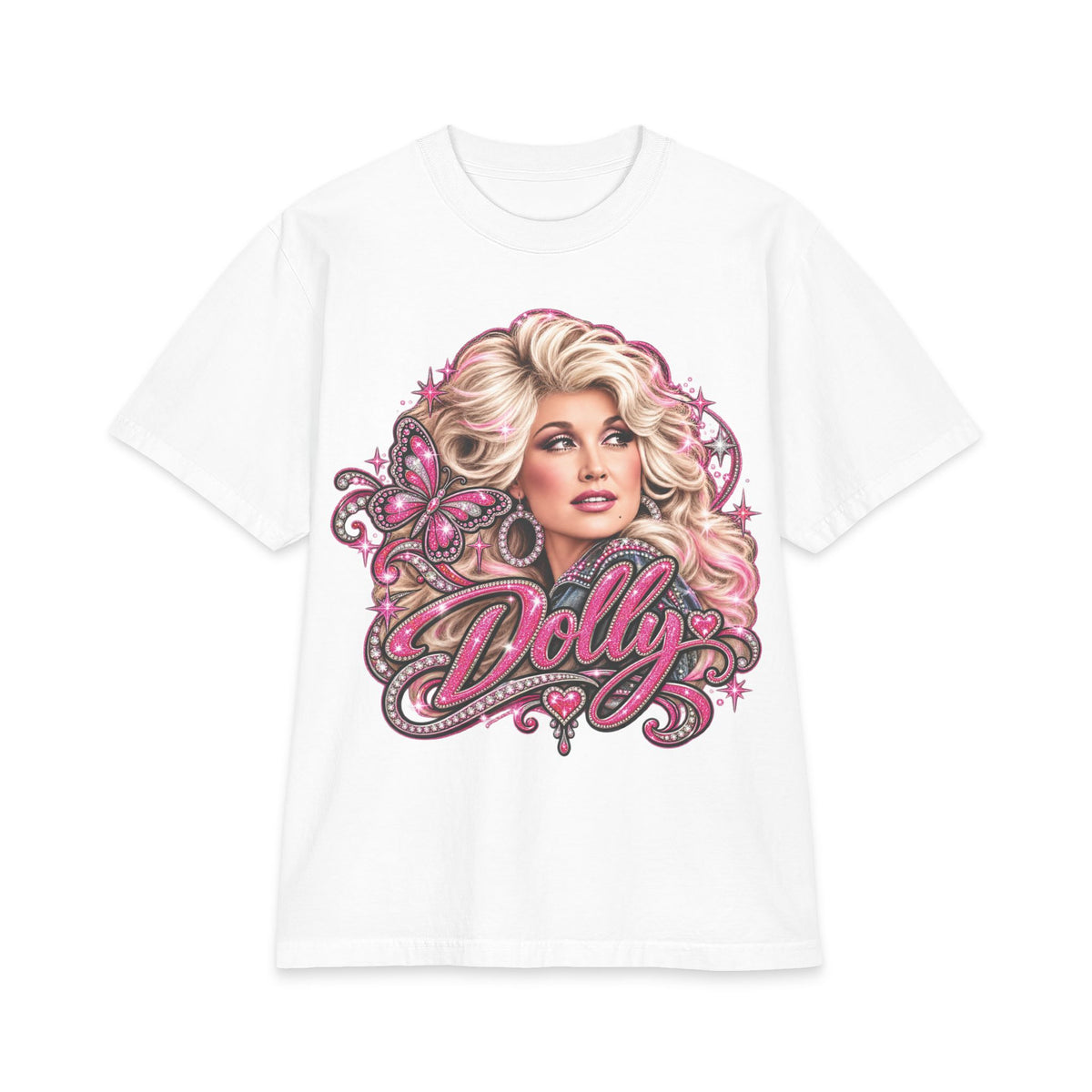 Retro Pink Dolly Portrait T-Shirt | Country Cowgirl Graphic Tee
