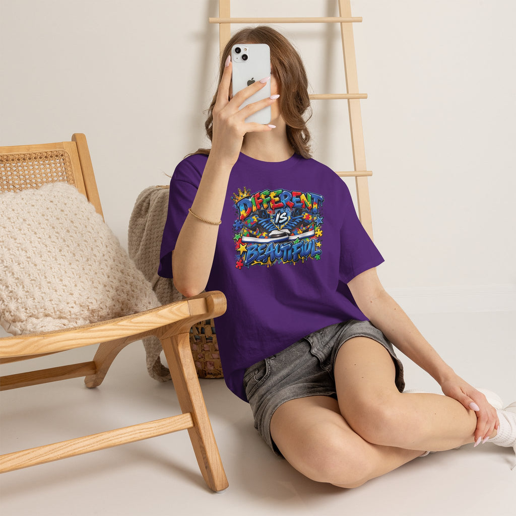 Different Is Beautiful Autism T-Shirt | Colorful Graffiti Typography