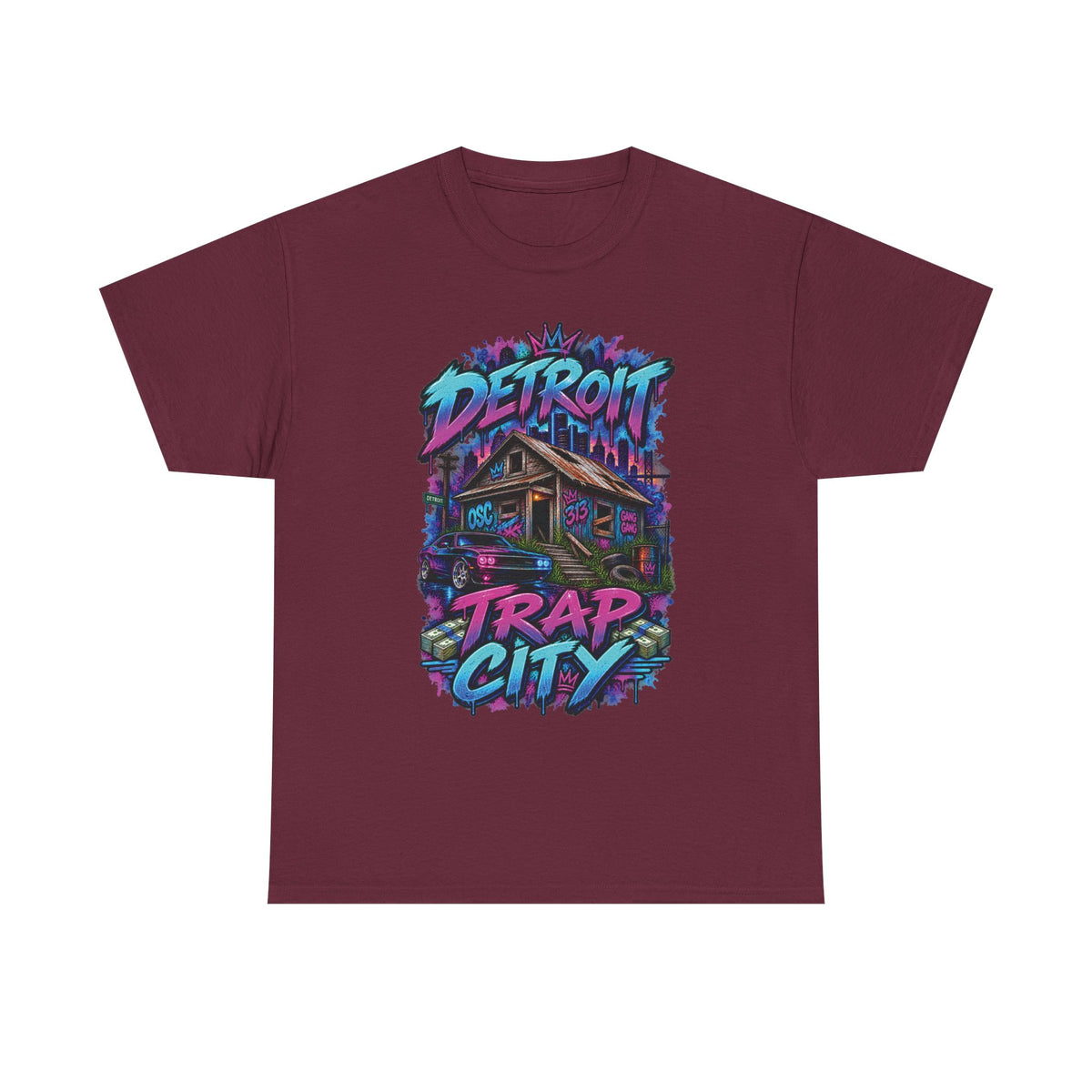 Detroit Trap City Tee | Urban Graffiti Streetwear, Neon Hip Hop Design
