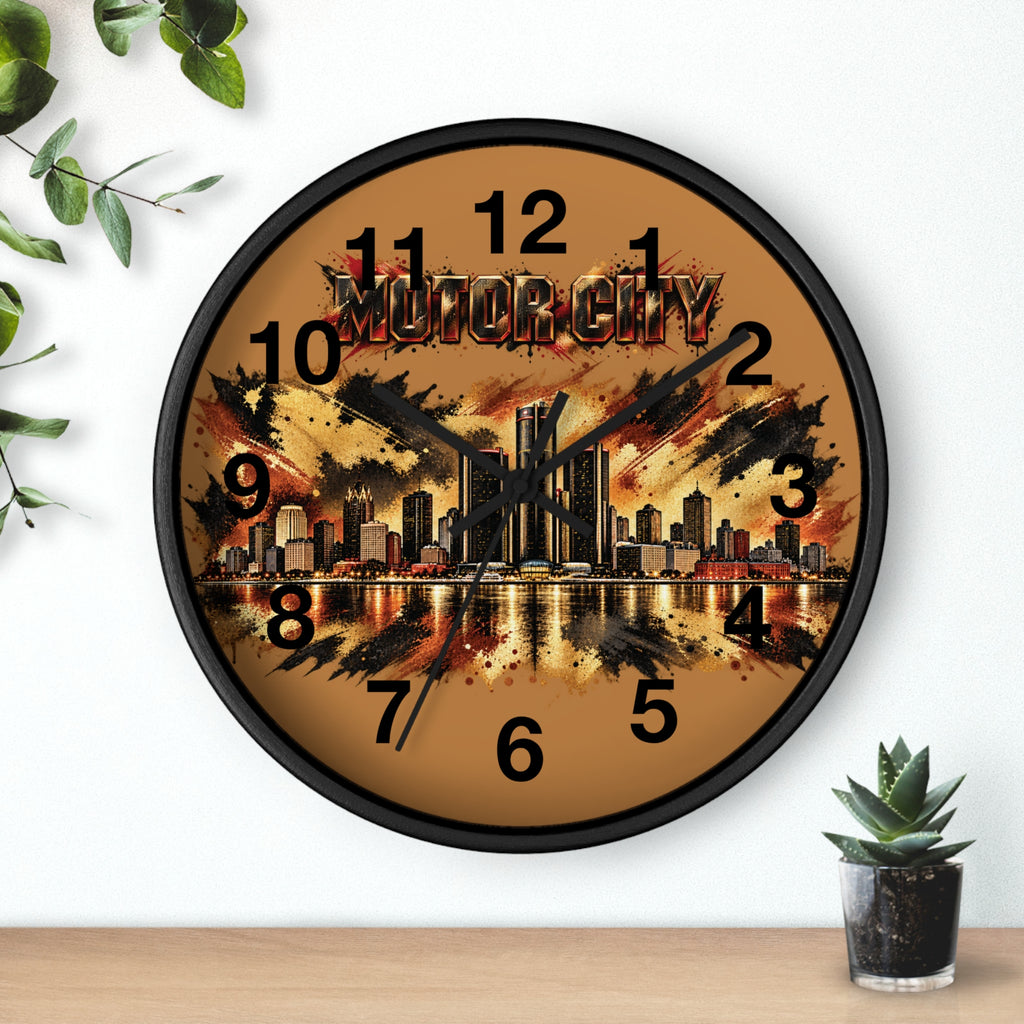 Motor City Detroit Skyline Wall Clock
