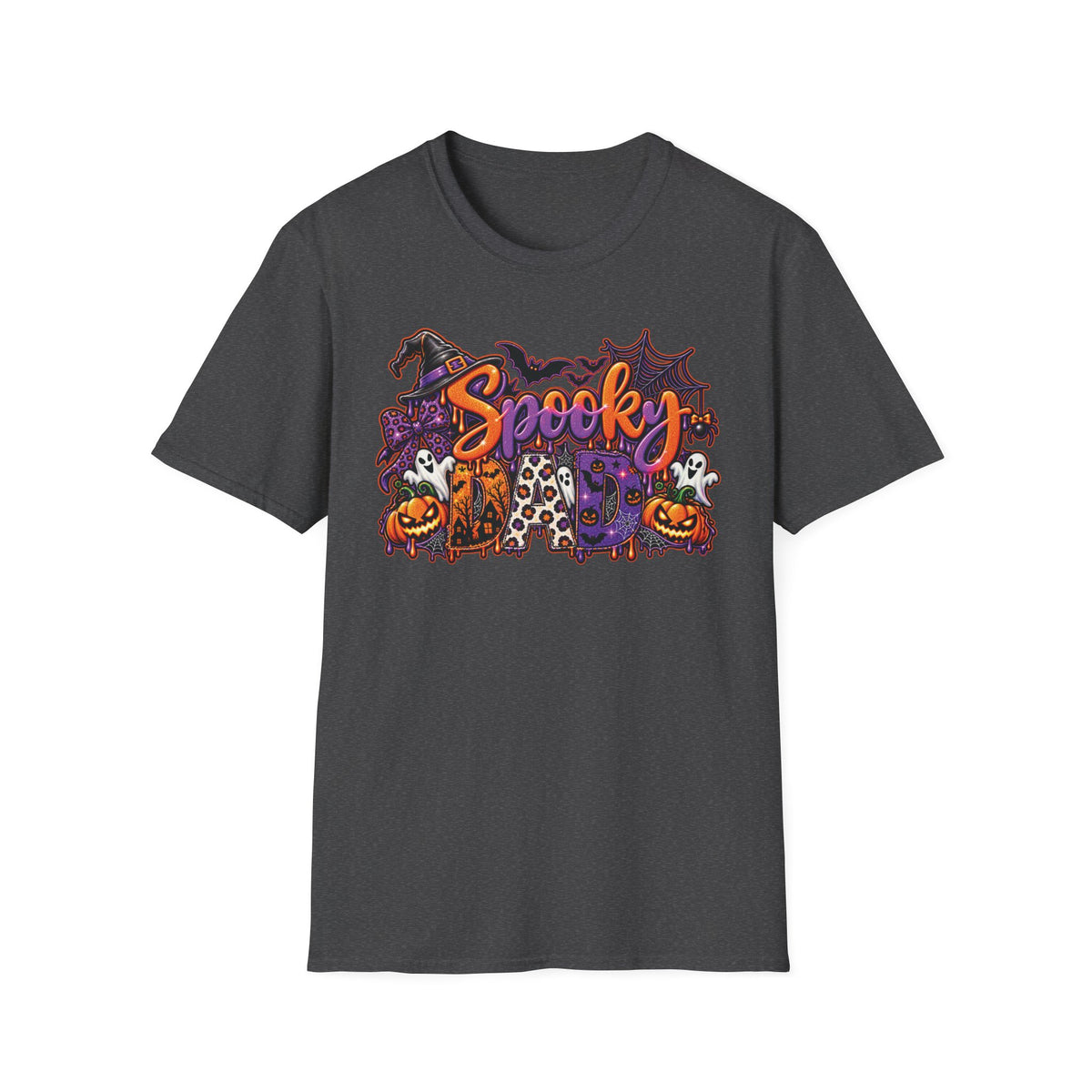Spooky Dad Halloween Haunted House T-Shirt | Pumpkin Ghosts Witch Hat