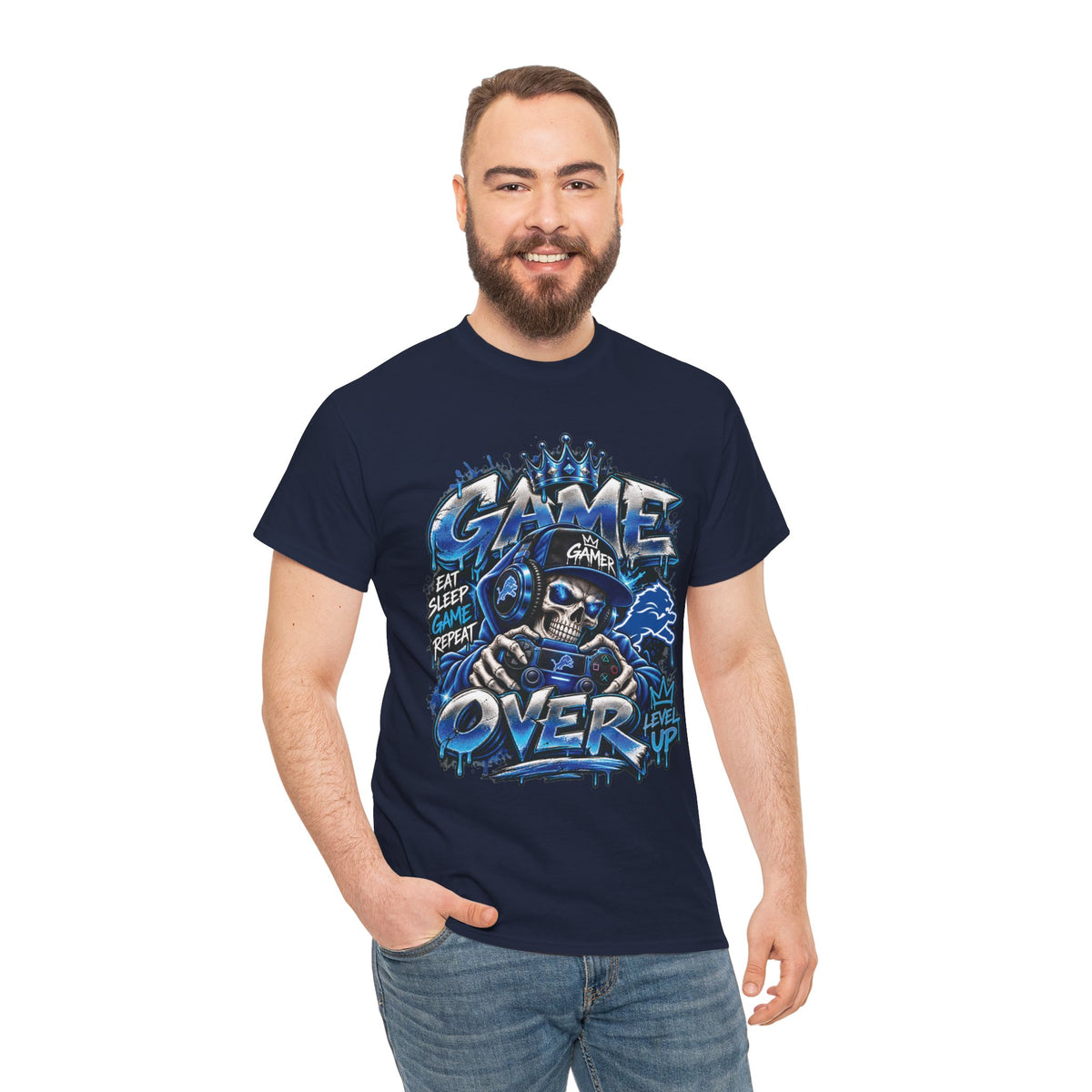 Game Over Skull Gamer Tee | Video Game Controller Graphic Shirt