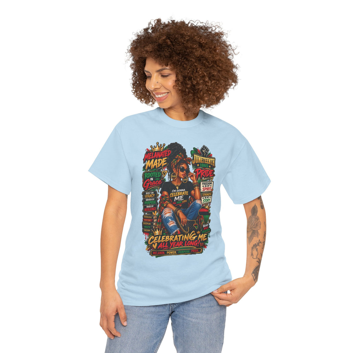 Melanated Made Rooted Grace T-Shirt | Celebrating Me graphic tee