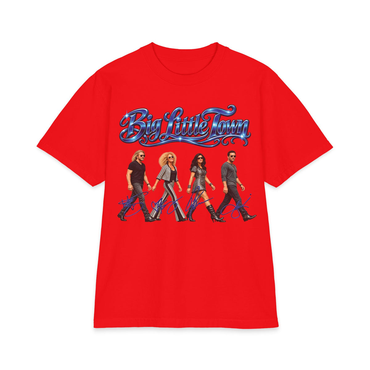 Big Little Town County Team T-Shirt | Band Member Silhouette Crossing Road