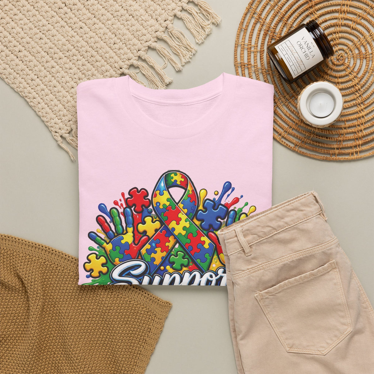 Support Squad T-Shirt | Autism Awareness Ribbon, Puzzle Heart Design