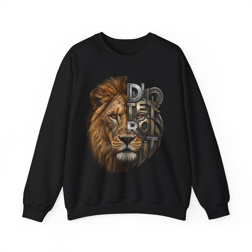 Lion Portrait Typography sweatshirt | Split Realistic Lion Face with 3D Text