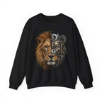 Lion Portrait Typography sweatshirt | Split Realistic Lion Face with 3D Text