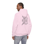 Detroit Basketball Graphic Hoodie | Vintage City Sports Logo, Front Collage Art
