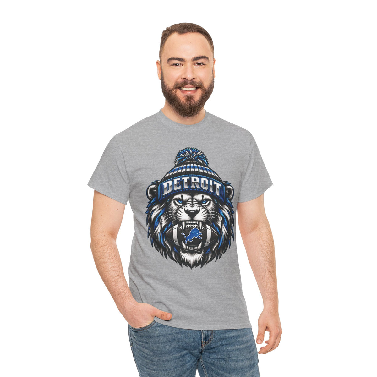 Detroit Lion Skull Beanie Tee | 313 Drip City Skyline T-Shirt