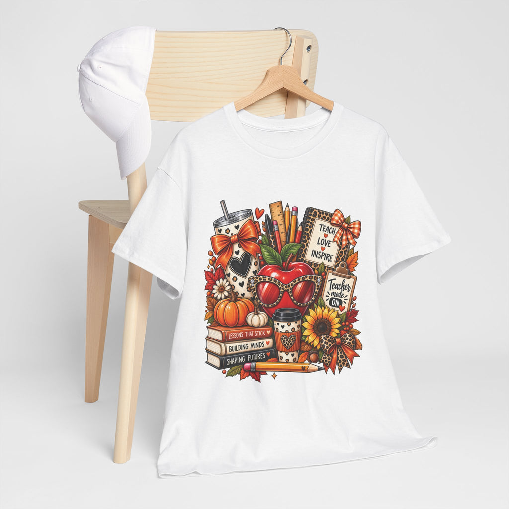 Teacher Love Inspire apple stack T-Shirt | Fall teacher autumn design