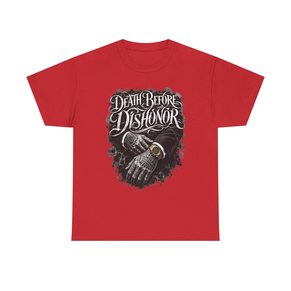 Death Before Dishonor Skull Gloves T-Shirt | Biker Tattoo Style