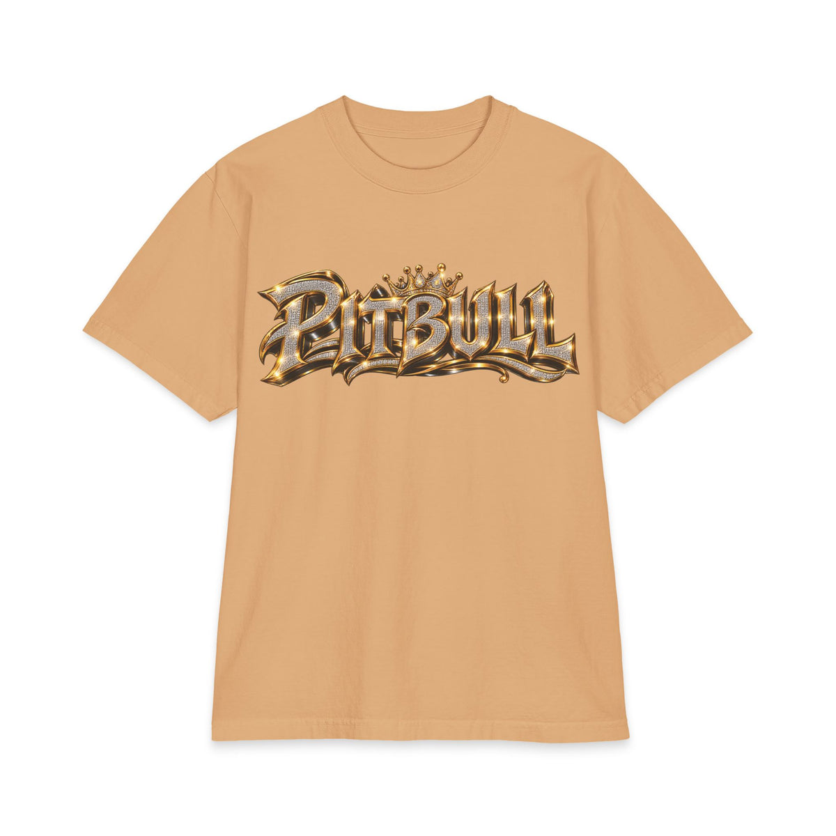 Pitbull Graphic T-Shirt | Hip Hop Logo, Portrait, Gold Chrome Lettering
