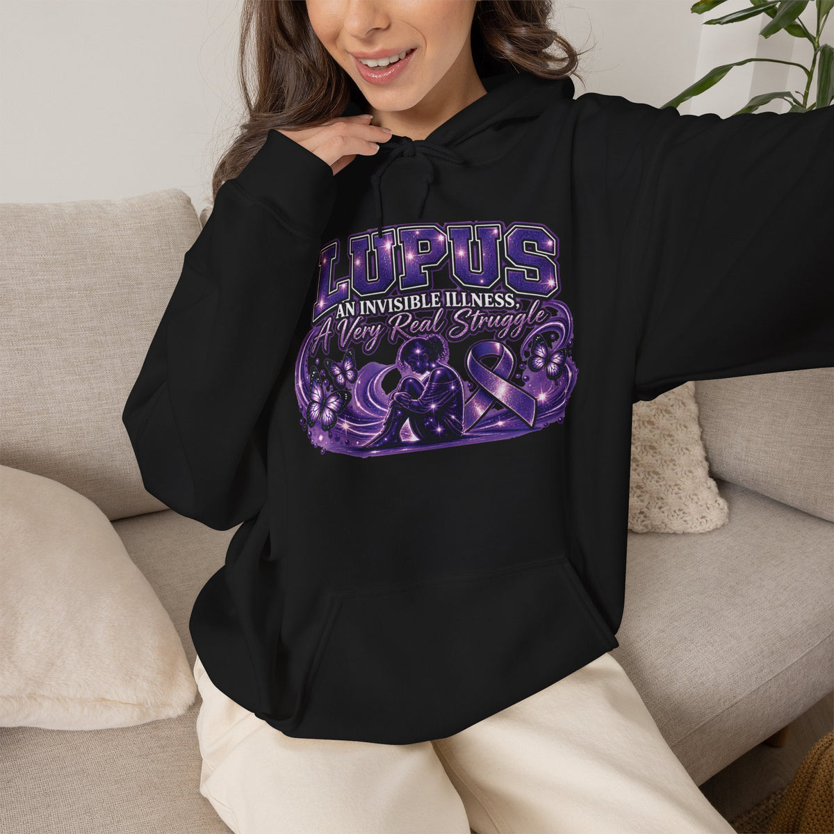 Lupus Awareness Purple Ribbon Hoodie | Support Autoimmune Awareness