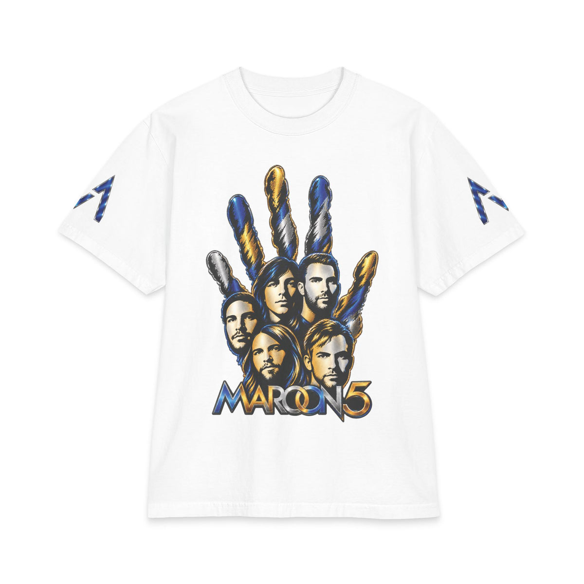 Handprint Portrait Maroon 5 Band Graphic T-Shirt | Rock Band Logo Tee