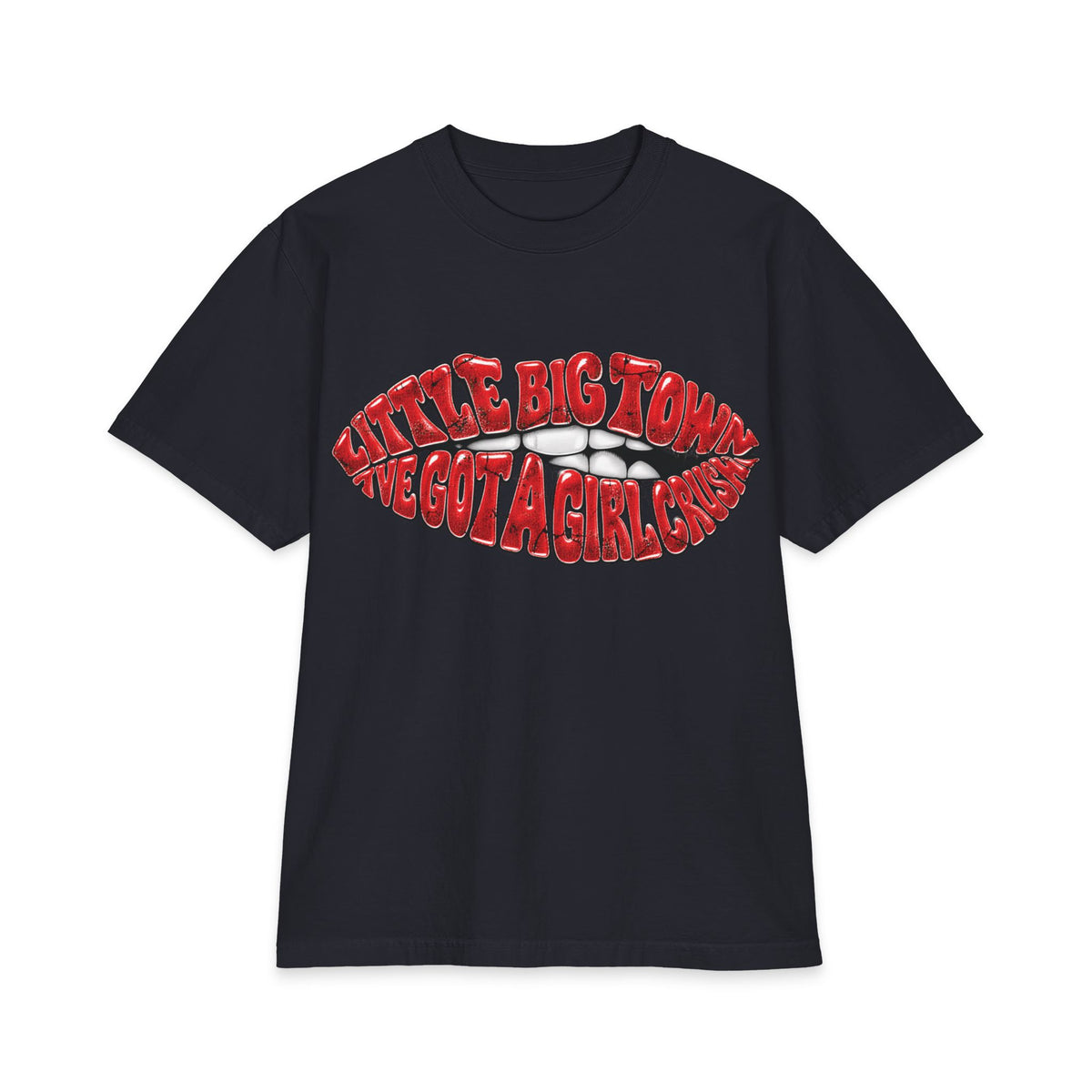 Big Little Town Lips Graphic T-Shirt | Retro Red Lip Art